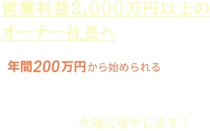 営業利益2,000万円以上のオーナー社長へ年間200万円から始められる海外の制度を活用し、社長の手残りと10年後の資産を大幅に増やします！